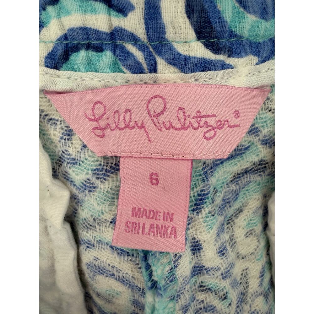 Lilly Pulitzer Adie Chino Shorts Womens 6 Chasing Tail Blue White 4" Inseam - Picture 6 of 8